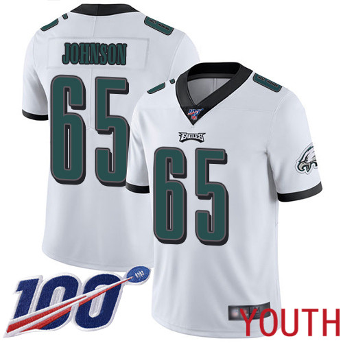 Youth Philadelphia Eagles #65 Lane Johnson White Vapor Untouchable NFL Jersey Limited Player Season->youth nfl jersey->Youth Jersey